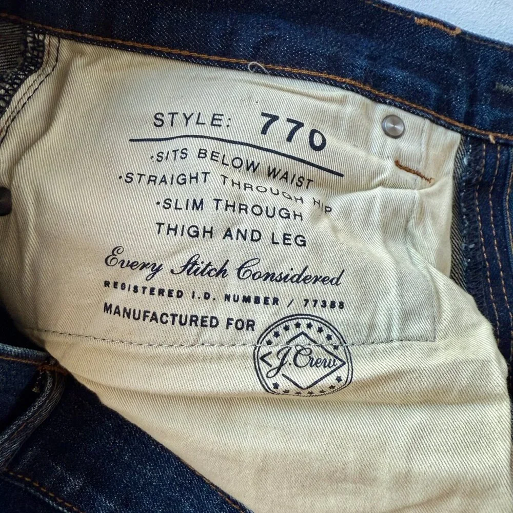 J.Crew 770 Straight Fit Jeans 100% Cotton Dark Wash Denim W32 L32 - Picture 4 of 8